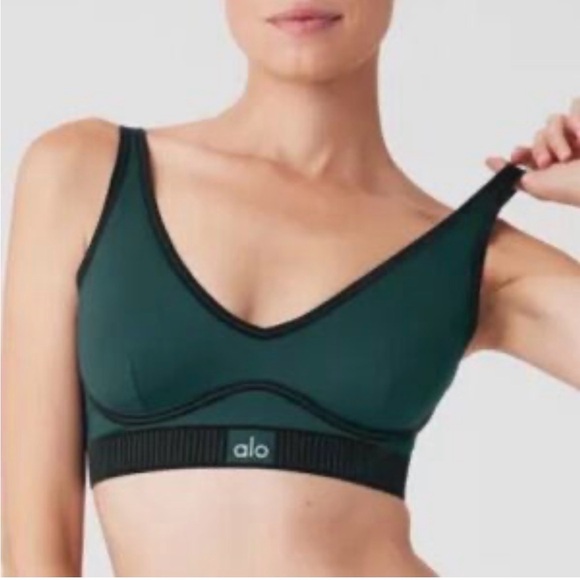 ALO Airlift Line Up Bra Midnight Green Size Large - Picture 1 of 5